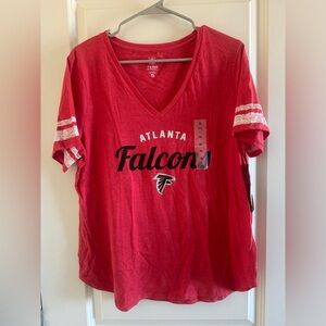 NWT Atlanta Falcons NFL Football Team Logo Women’s V- Neck T-shirt Red Size XL